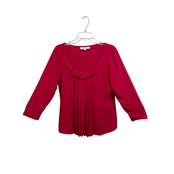 Loft Long Sleeve Red Blouse - Size Small - Picture 1 of 5